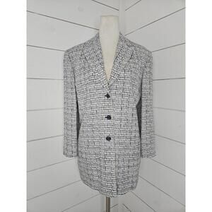 Vintage XL Austin Reed white creme & blue tweed blazer